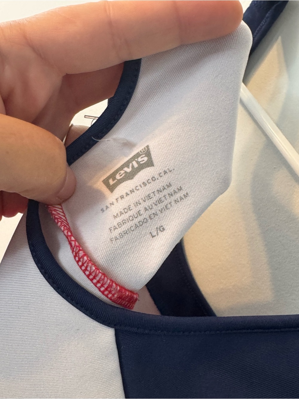 Levi's Women's L Red White & Blue Colorblock bodysuit With Snap Closure like new - Picture 3 of 3